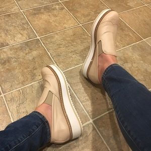 Greece made leather platform slip on loafer 38